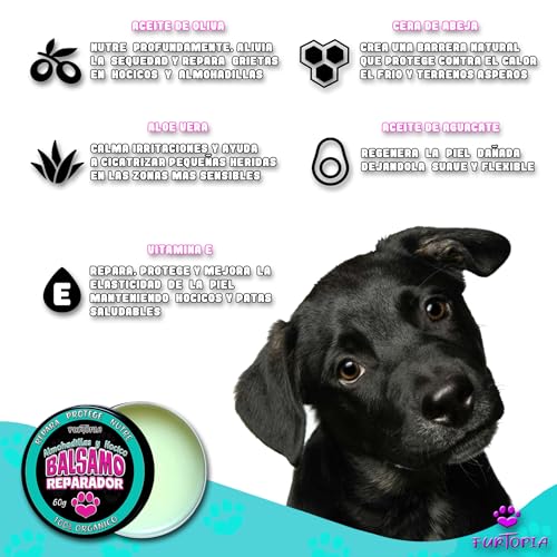 Miniatura 3 de Furtopia Bálsamo Natural Para Perros, Hidratante Y Protector De Pezuñas Y Hocico, Reparador Con Ingredientes 100 Naturales, 60 Ml