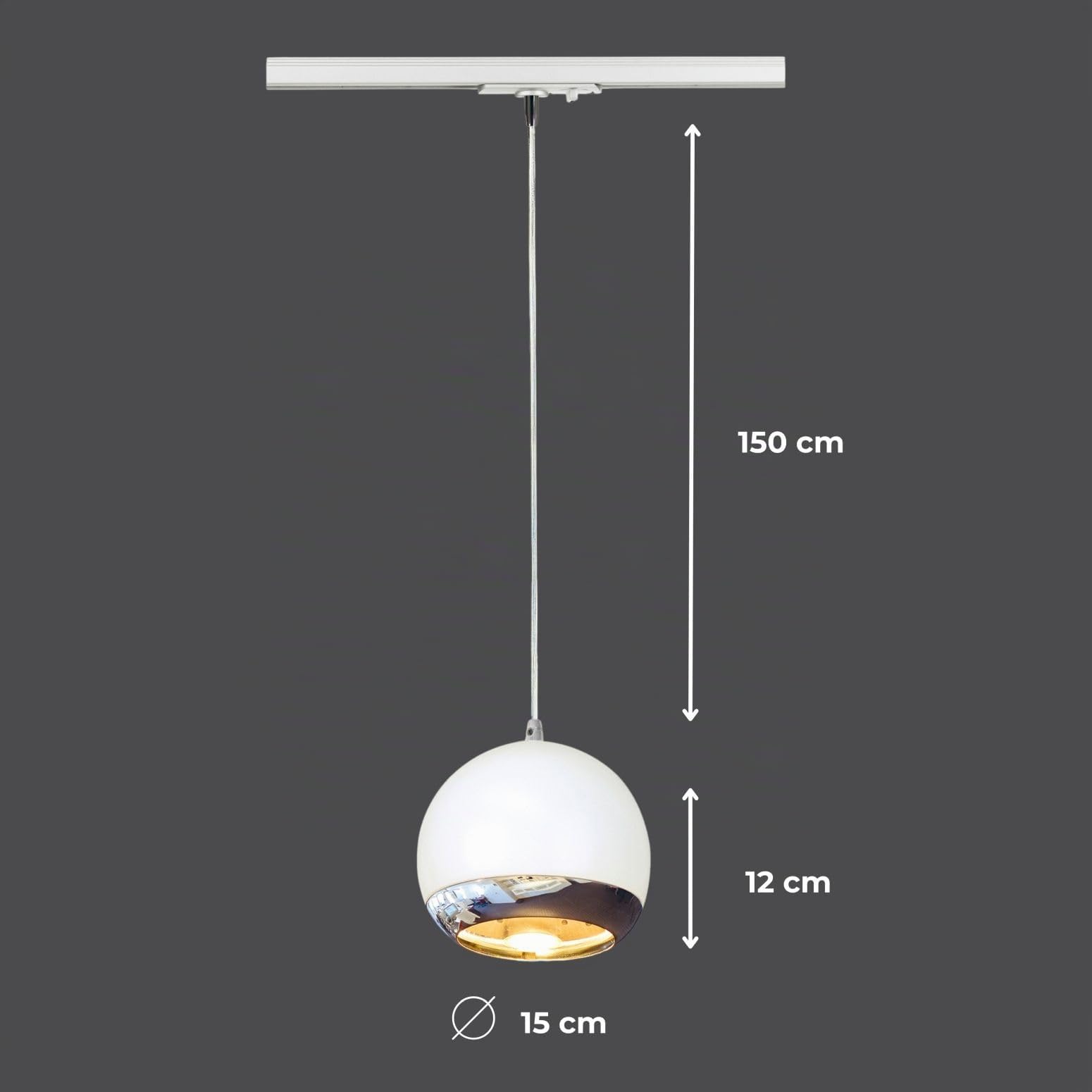 SLV LIGHT EYE, Pendelleuchte für Hochvolt-Stromschiene 1Phasen, Weiß / Chrom
