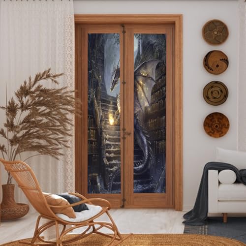 Vinilo para ventana Abstract Vintage Dragon 2 paneles 17.7x23.6 in miniatura 4