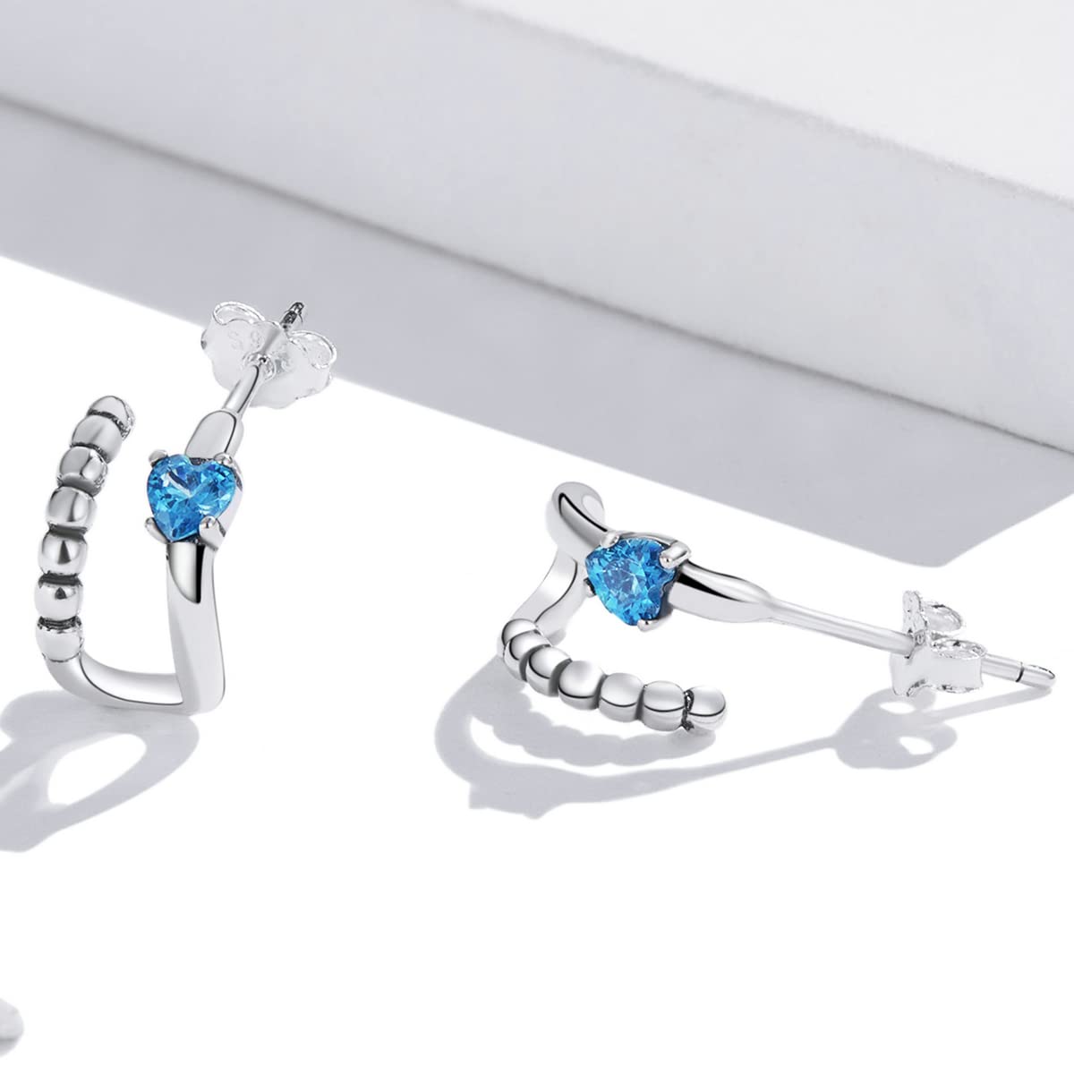 WZGWDC 925 Sterling Silber Exquisite Doppelschicht-Ohrringe für Frauen Winzige geometrische Ohrstecker Schmuck Geschenk