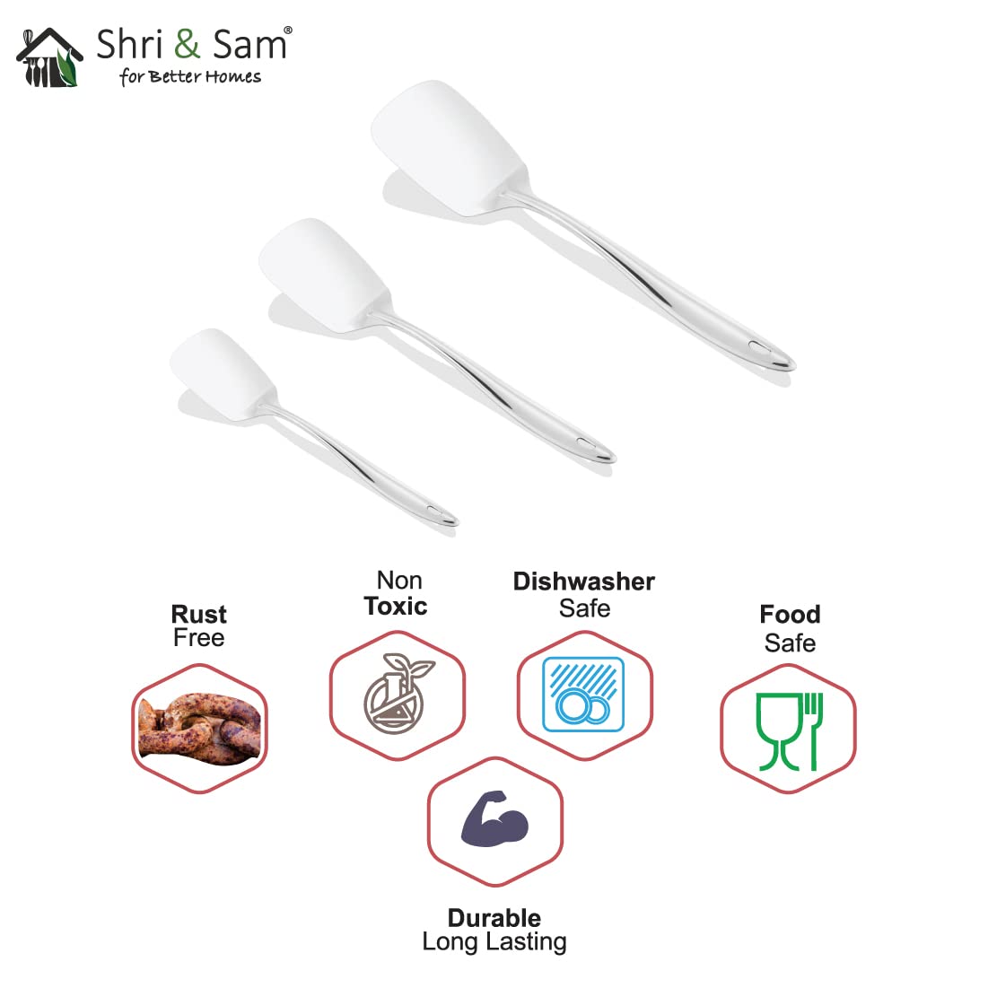 Shri & Sam Stainless Steel Sigma King Medium Plain Turner, 28.5 cm - Image 5 thumbnail