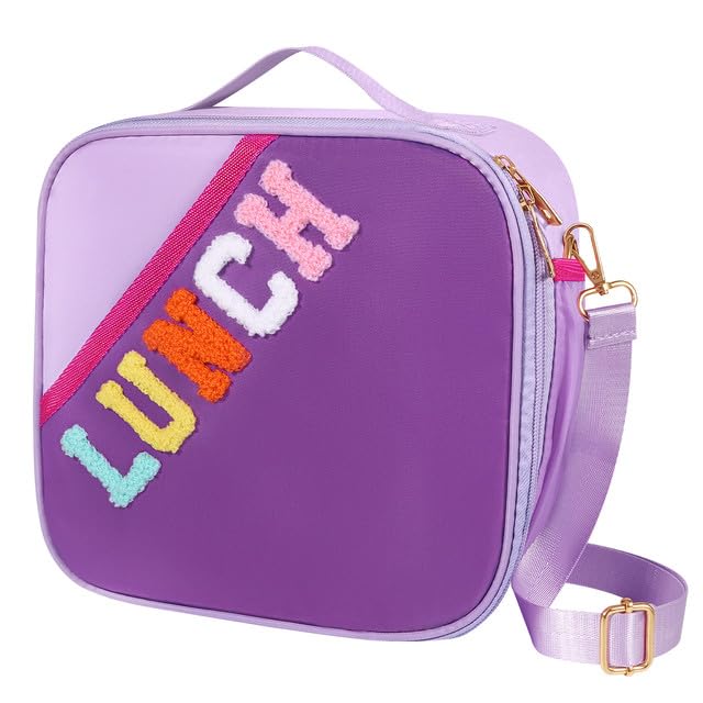 Nsrzua Lunch Bag Kids,Insulated Lunch Bag With Adjustable Shoulder Strap,Reusable Lunch Bag for Kids, Girls,Boys, lunch Bag Women,Preppy Lunch Box for...
