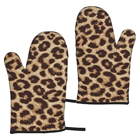WIOSKE Leopard Print Heat Resistant Oven Gloves Cover