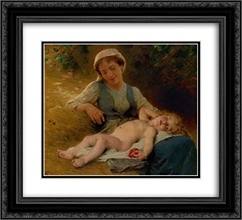 Fast Asleep 22x20 Black Ornate Frame and Double Matted Museum Art Print by Leon Bazile Perrault