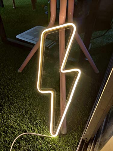 Lightning Thunder Bolt Neon Sign LED Light for Home Decor Decorative Lights for Party,Celebration,Living Room, Drawing Room, Kids Room Wall Decor (White, 6x14 inches)