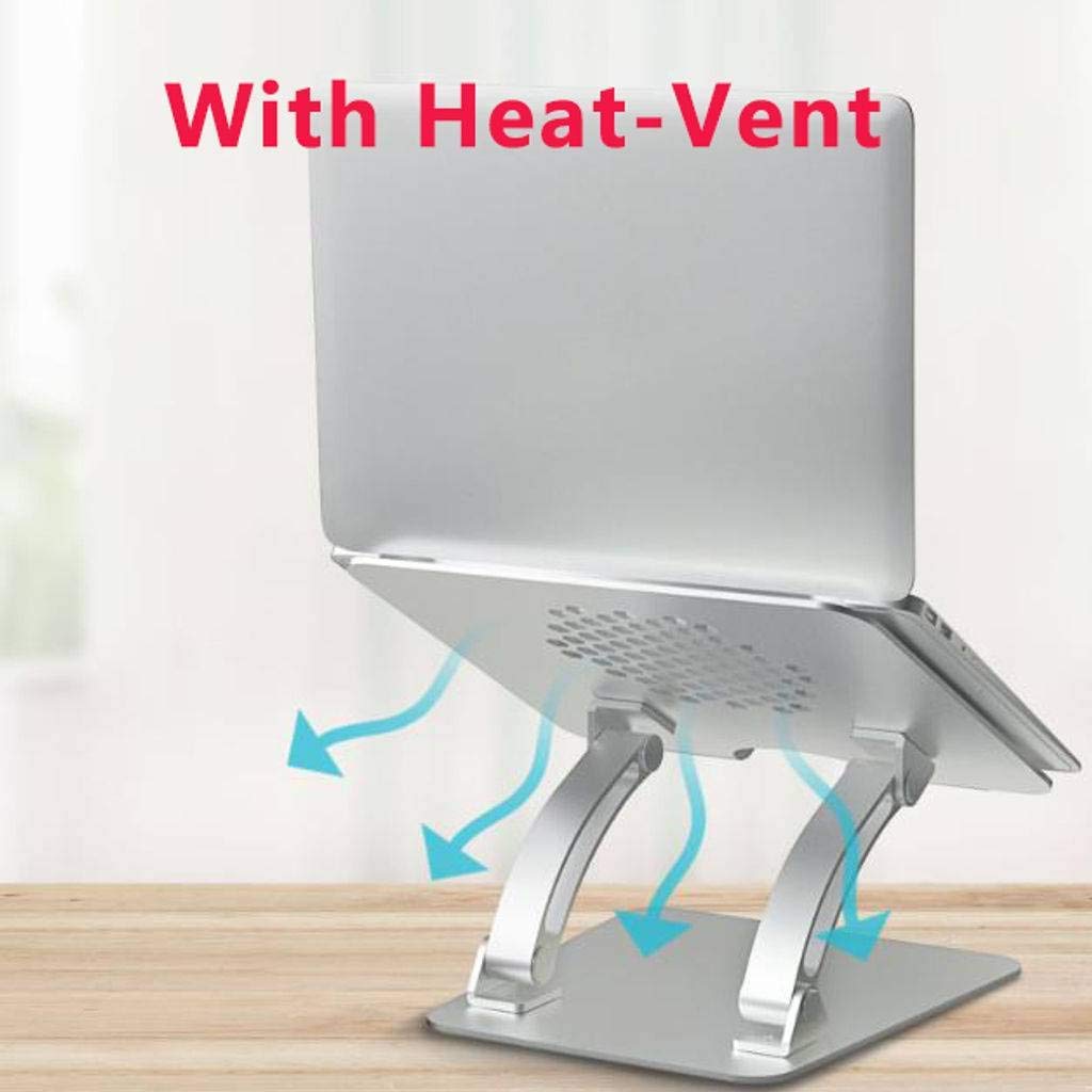 Supporto per Laptop, ergonomico Pieghevole Multi-Angolo Regolabile con Ventola di Calore Supporto per Laptop in Alluminio Supporto per Computer Adatto per Ufficio Scuola casa-Grigi