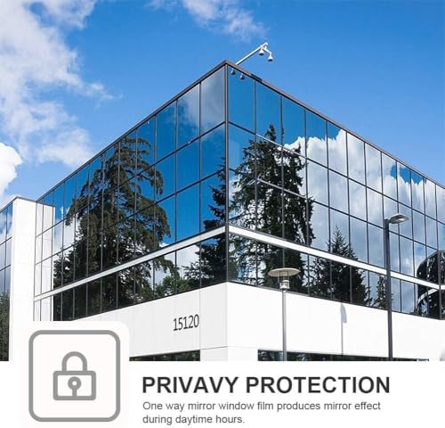 Image of WISDOM One Way Blue Window Film Tint Anti UV Heat Control Privacy Protecting Sun Blocking Reflective Window Film for Home & Office (Blue, 20 x 48 in)