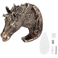 Coat Hook, Animal Head Decorative Hook Behind The Door Antique Gold Animal Horse Head Wall Hanger Hooks Seamless Bathroom Coat Wall Decoration Clothes for Living Room Bathroom