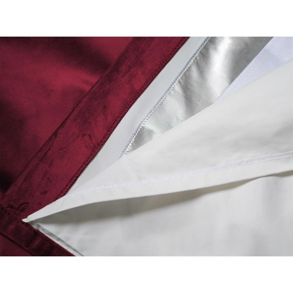 Moondream DecibelControl™ Akustikvorhang 3in1 | Lärmschutz | Thermoisolierung Winter+Sommer | 100% Verdunkelung | Patentierte Technologie | EU | Samt | Ösen | Rot MC214 | 130B x 260H cm