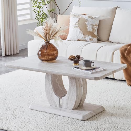 LKTART Coffee Table for Living Room, Modern Stone Marble with Dyed Planetary Veining Coffee Table with Storage, Rectangle Tea Tables or Apartment Small Space...