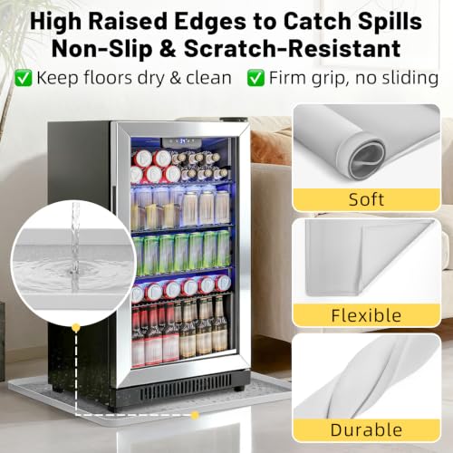 Image of NAMTSO Mini Fridge Silicone Mat, 20x20 Floor Protector Drip Tray, LightGrey