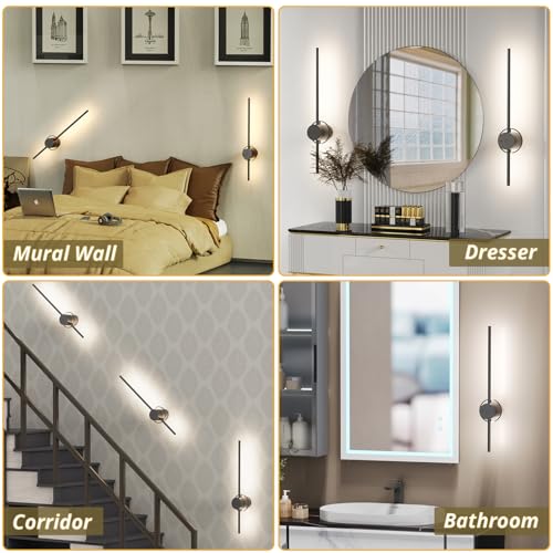 Image of Blibly Battery Operated Wall Sconces Set of 2, Rechargeable Wall Sconce with Dimmable 360Rotate Timing, Wireless Rechargeable Wall Lights for Living Room Bedroom Hallway Black