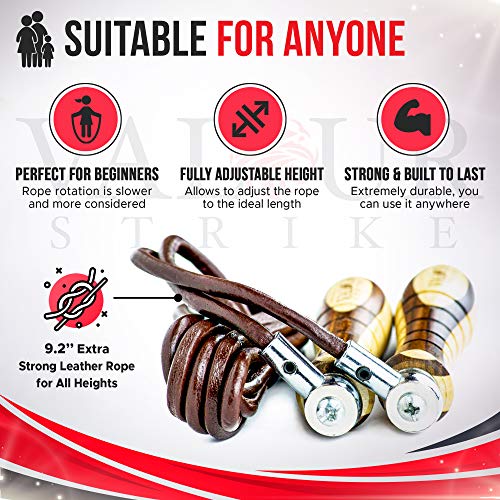 Valour Strike Leather Weighted Skipping Rope | Weighted Jump Rope for Boxing, Fitness Training, HIIT, MMA, Exercise | Leather Skipping Ropes for Men, Women & Outdoor Skipping Rope - Image 4