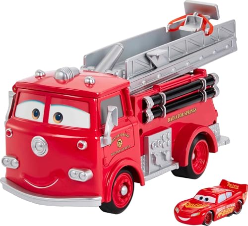 Disney Cars Camión Transportador de Coches de Juguete Rojo Acribacias con Agua (Mattel GPH80)