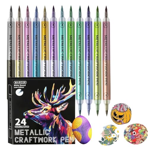 Rotuladores, punta suave impermeable de 24 colores, suministros de pintura al óleo, suministros de álbumes de recortes, para cartón de papel, vidrio, tela de cerámica, niños, adultos, hogar, escuela