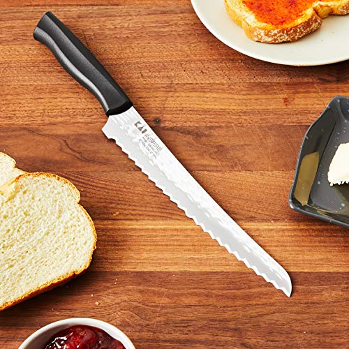 Kai Inspire Bread Knife, 9 Inch Blade With Hammered Finish, , Silver #TOP5