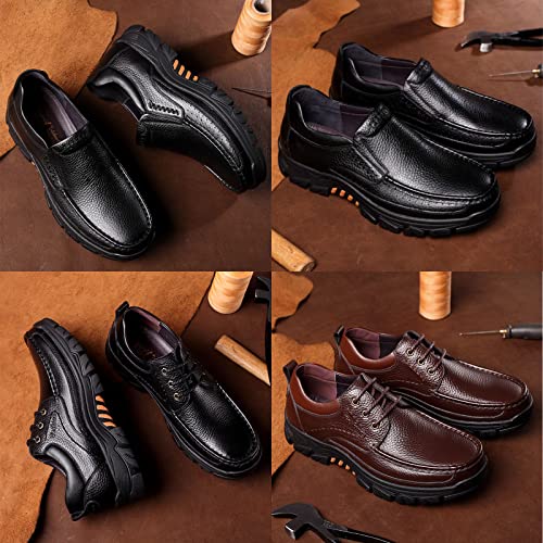 Men's Leather Arch Support Dress Shoes,Comfort Slip On/Lace up Non-Slip Softsole Casual Oxford Travel Walking Loafers3