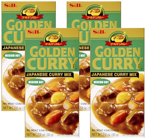 S&B, Golden Curry Japanese curry Mix, Medium Hot, 3.2 oz (Pack of 4)