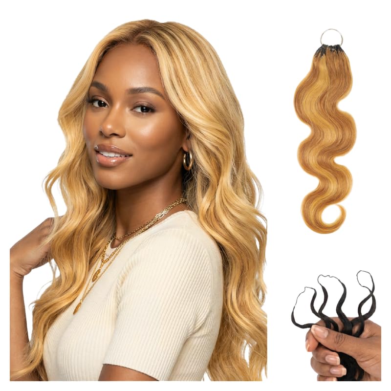 100% Unprocessed Remy Human Hair Feather Crochet Extensions for Women – Reusable, Invisible Knotless Feather Hair - Body Wave - Honey Blonde