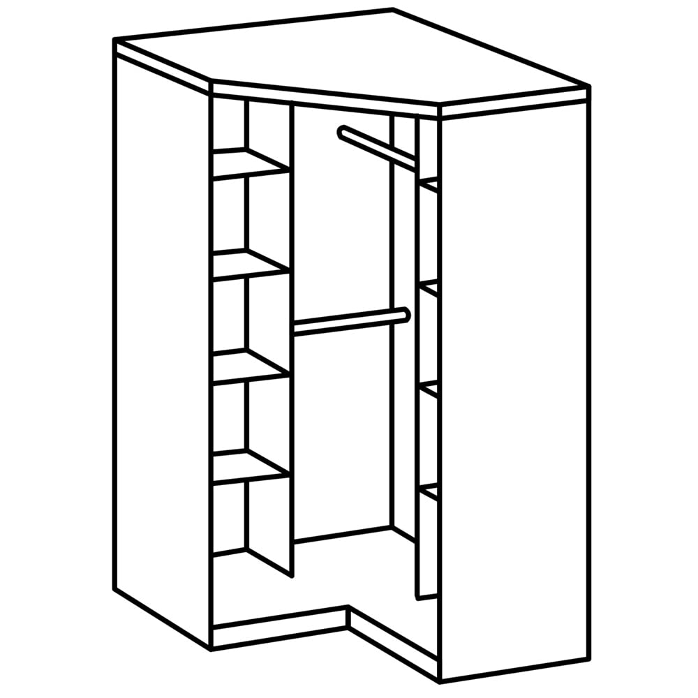 Lomadox Jugendzimmer, Kinderzimmer Eckkleiderschrank, Keiderschrank mit 2 Türen in Eiche Nb. mit weiß, B/H/T: ca. 95/199/95 cm