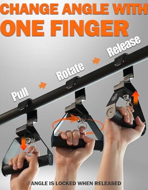 Fitarc Neutral Grip Pull Up Handles, Wrist Shoulder Elbow Friendly, 12 Angle Adjustable Lat Pulldown Handle Rowing Grips, 2Pcs, Patented