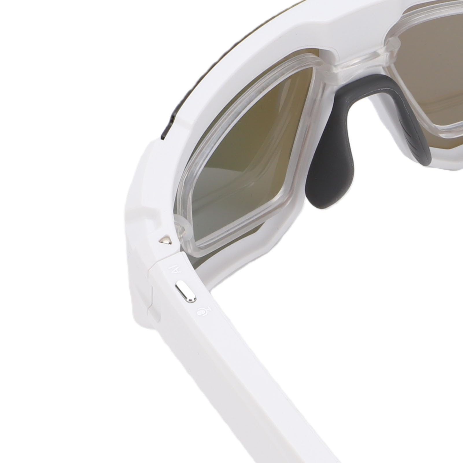 VBESTLIFE Lunettes de Cyclisme Intelligentes, Caméra 4K AI 8MP avec Stabilisation EIS à Commande Vocale, Lunettes de Sport Bluetooth pour le Ski, le Vélo, la Course à Pied et la Randonnée (Blanc Bleu)