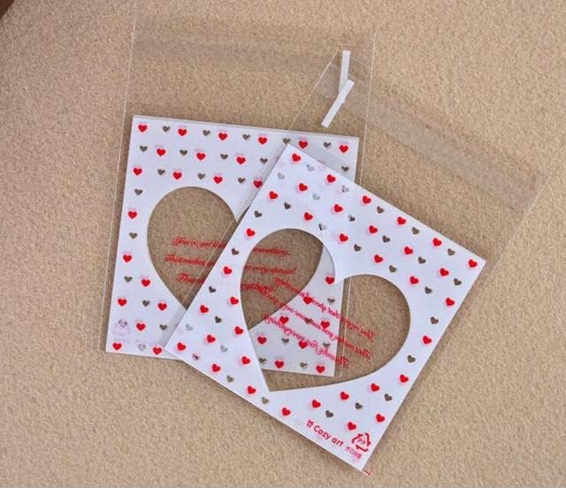 100PCS/Lot Lovely Pink Cookie&Candy Bag Self-Adhesive Plastic Bags For Biscuits Snack Baking Package - (Color: NO7, Size: 70x70mm)