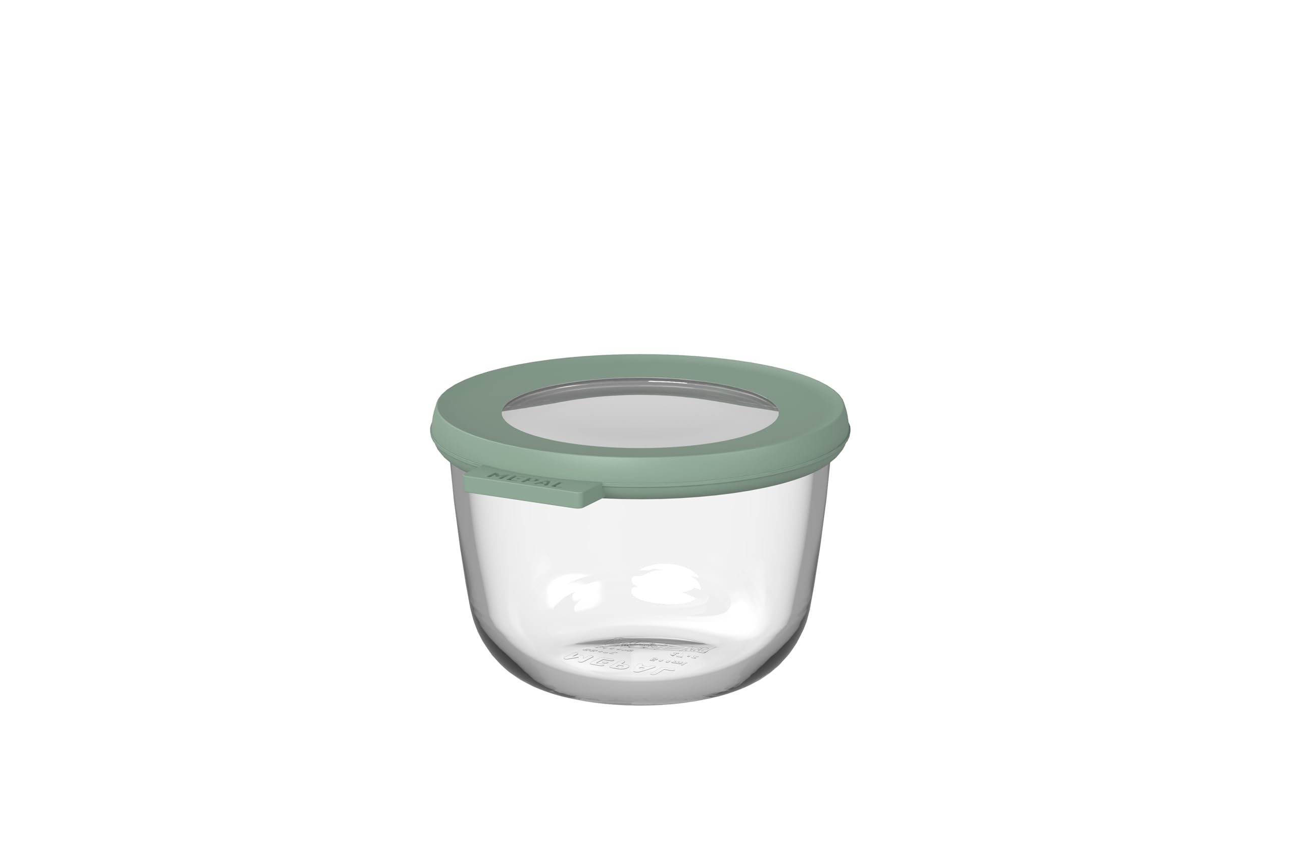 Mepal - Glass Food Storage Container Round Cirqula - Meal Prep Containers - Heat Resistant Up To 550°C, Without Lid - Suitable for Oven, Microwave, Freezer and Dishwasher - 500 ml - Nordic sage