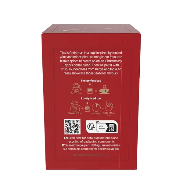 Taylors of Harrogate Spiced Christmas, Holiday Black Tea, Individually Wrapped Bags, 20 Count (Pack of 1), Deep, Festive and Spiced, Caffeinated, Enjoy Hot or Iced, 20 Teabags 4