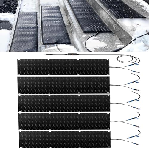 iumLeap Heated Snow Melting Mats for Entrances - 1/2/3/4/5 pcs Snow and Ice Melting Mat for Winter Outdoor Stairs, Steps, Doorways, Walkways, Driveway for Extra Traction, W(5 Pcs-12x24in/(30x60cm))