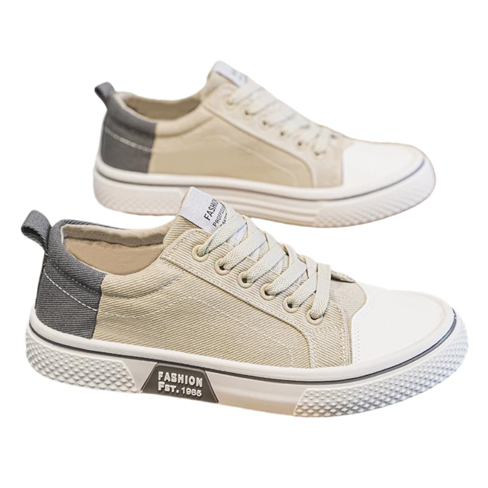 Men's Canvas Sneakers Breathable Low-Top Lace-Up Shoes with Non-Slip Sole Casual Fashion Shoes for Men