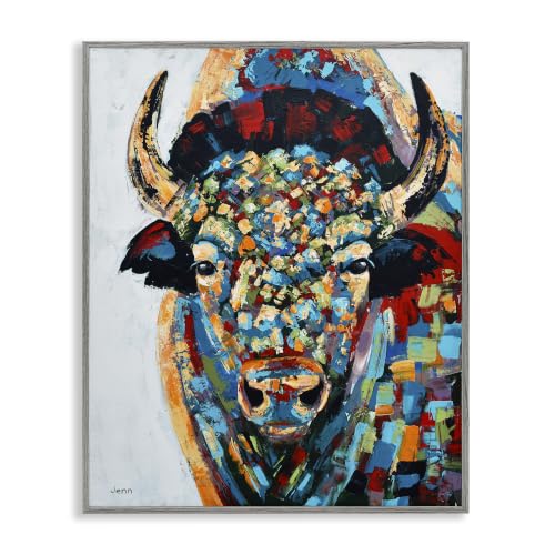 Abstract Bison Kaleidoscopic Strokes, 11 x 14 Inch Framed Giclée Print