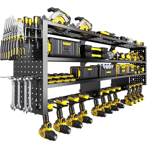 RacKeaLsi 49' W Large Power Tool Organizer Wall Mount, 4 Layer Heavy Duty Metal Tool Storage Rack...