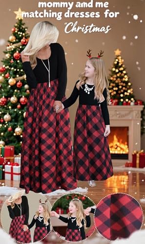 Mommy and Me Long Sleeve Matching Maxi Dress Mother and Daughter Boho Striped Chevron Outfit Clothes2