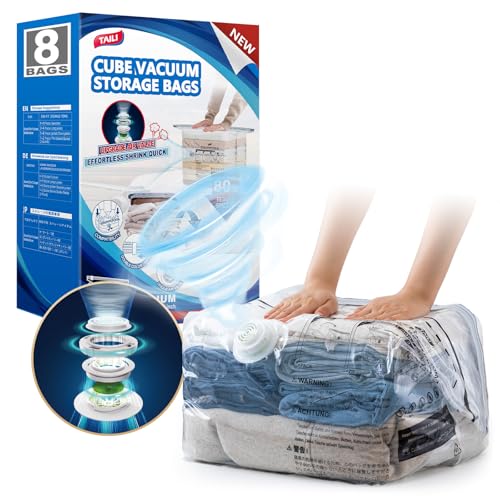 TAILI Cube Travel Vacuum Storage Bags 8 Pack, Medium Size (25x19x11 inch)