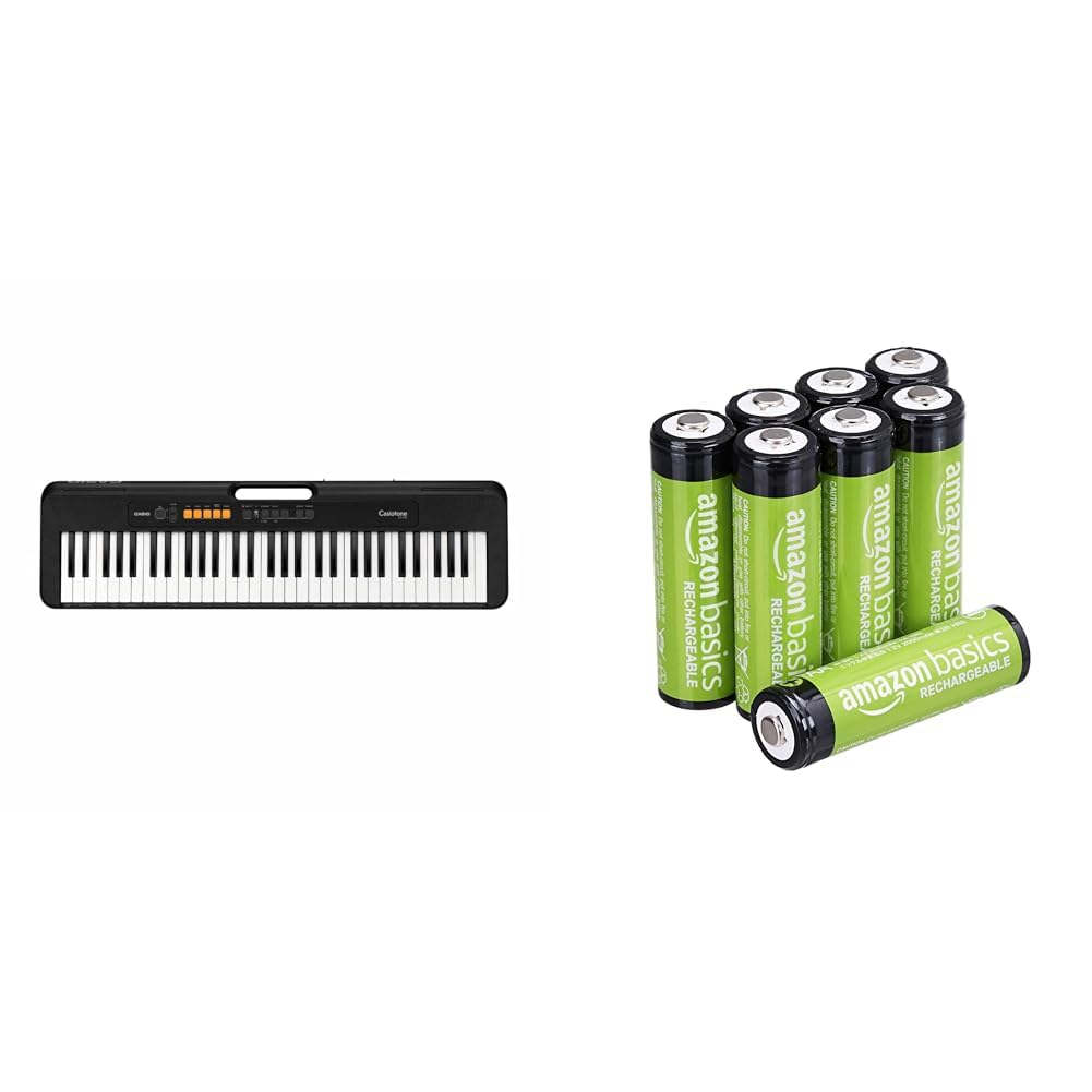 Casio CT-S100 Noir & Amazon Basics - NiMh Piles rechargeables AA, pré-chargées, Lot de 8 (le visuel peut différer)