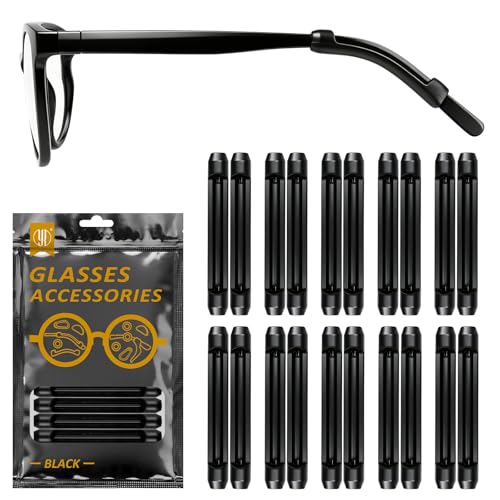 Image of YR Soft Silicone Eyeglasses Temple Tips Sleeve Retainer, Anti-Slip Elastic Comfort Eyeglass Ear Grippers for Eyeglasses Sunglasses Reading Glasses Eyewear, 10 Pairs Black