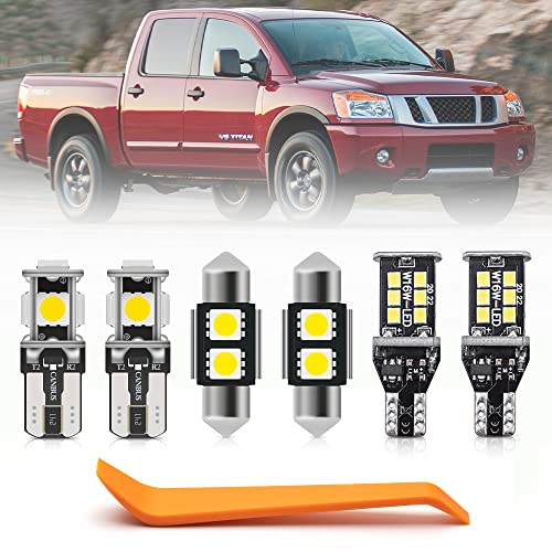 15pcs White LED Interior Lights Bulb Kit for Nissan Titan 2004 2005 2006 2007 2008 2009 2010 2011 2012 2013 2014 2015 Super Bright 6000K Interior LED Map Dome Cargo Light Bulbs Kit