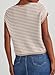 Dokotoo Womens Sweaters Vacation Outfits for Women Spring Summer Oversized Solid Color Crew Neck Short Sleeve Tops Dressy Casual Loose Fit Lightweight Knit Cute Cozy Sweater Khaki Stripe L