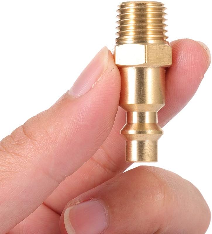 Brass 1/4-Inch NPT Male Industrial Air Hose Quick Connect Adapter,Air Coupler and Plug Kit,Air Compressor Fittings 10pcs (Male NPT)