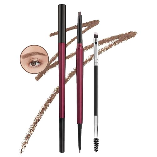 Kaely Juego de 2 lápices de cejas, lápices de cejas de doble extremo para mujer, lápiz de maquillaje de cejas impermeable, kit de tinte de cejas con