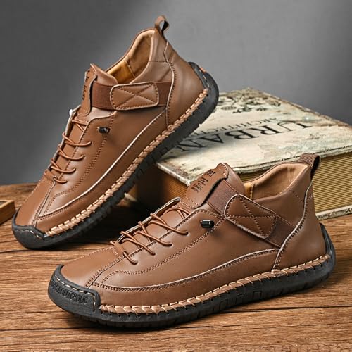 Image of Womens Casual Shoes Ankle Chukka Boots Slip On Breathable Loafers Handmade Fashion Sneakers Mid top Walking Driving Flats Shoes