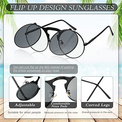 Frienda Occhiali da Sole Rotondi Steampunk Flip Up...