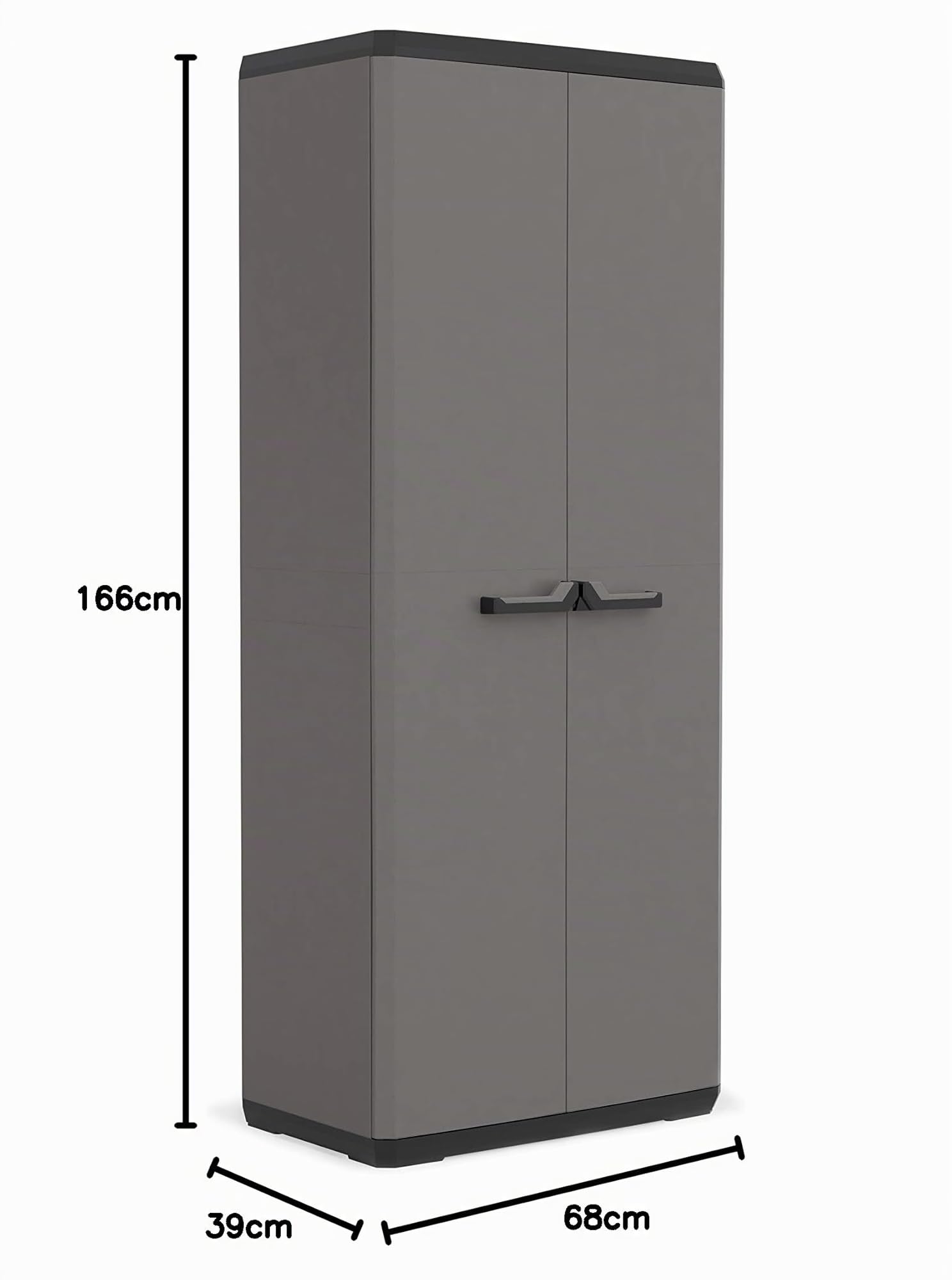 Keter Più Kunststoffschrank, hoch, anthrazit/schwarz, 68 x 39 x 166 cm