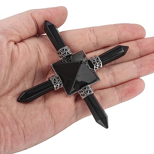 Lovionus89 Black Agate Pyramid Energy Generator,4 Point Healing Chakra Crystal Stone - Image 2