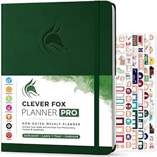 Clever Fox Planner PRO  Weekly & Monthly Life Planner to Increase Productivity, Time Management and Hit Your Goals  Organizer, Gratitude Journal  Undated  21.5x28cm  Lasts 1 Year (Red)