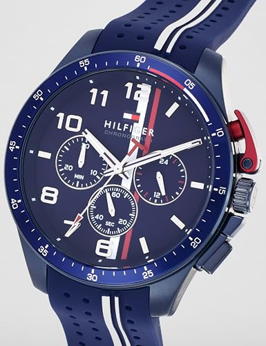 Image of Tommy Hilfiger Bank Quartz Analog with Blue Dial Blue Silicone Strap Watch for Men - TH1792169