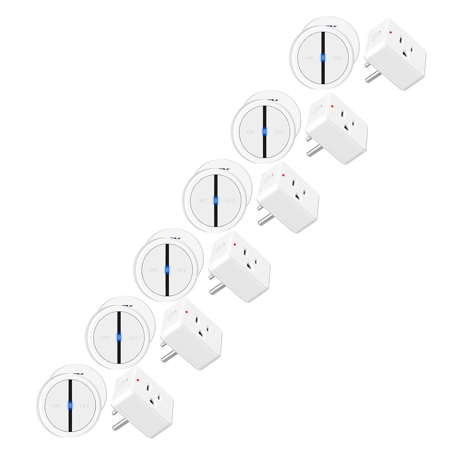 Remote Control Outlet,EGIZPY 6PK Wireless Remote Control Outlet Plug with Switch,Wireless Light Switch Wall Mounted with No Wiring Needed,15A 1500W for Lights,Lamps,Fans,Household Appliances,White