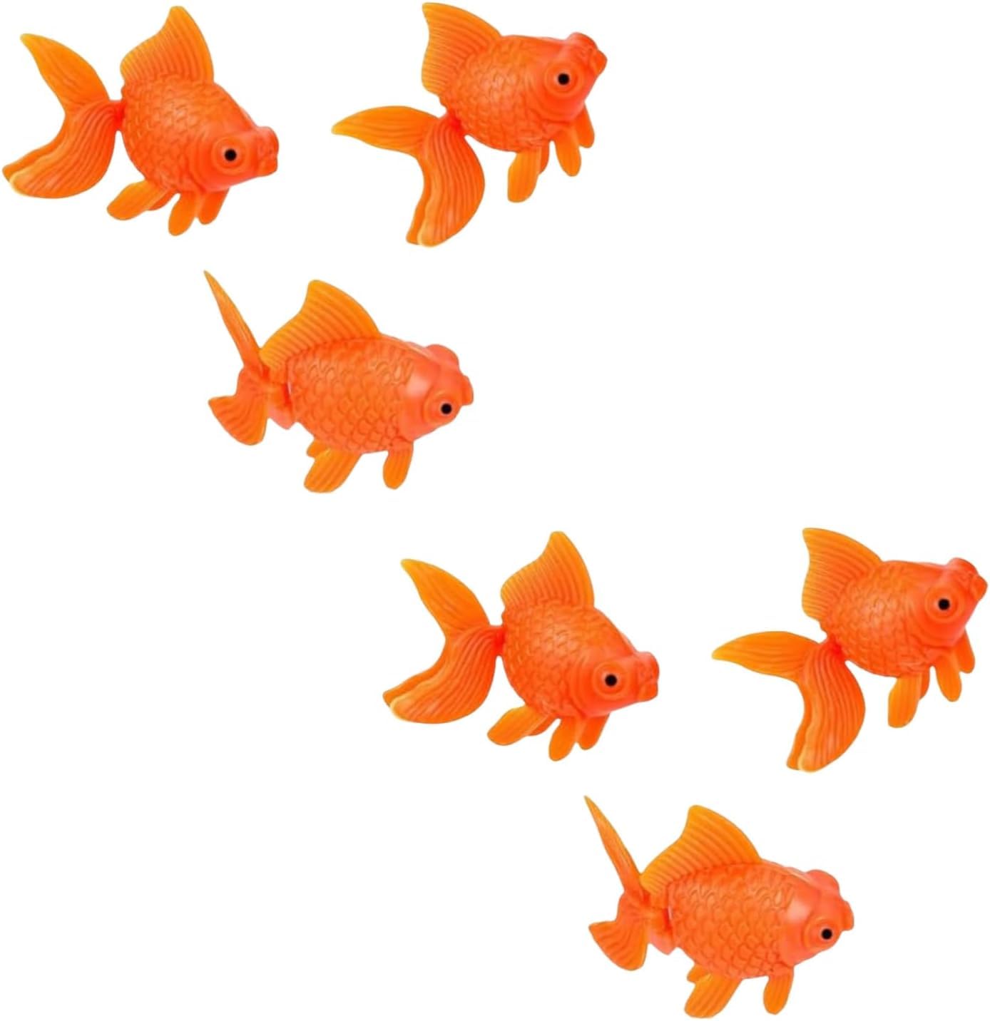 Yjemle Orange 6Pcs Fake Floating Fishes Plastic Fake Goldfish Artificial Aquarium Fishes Colorful Realistic Artificial Moving Fish Ornament Decorations