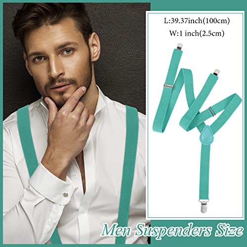 Image of 9 Pieces Y Back Style Unisex Suspenders Adjustable Elastic Suspenders for Men Women Rainbow braces with Clip for Pants